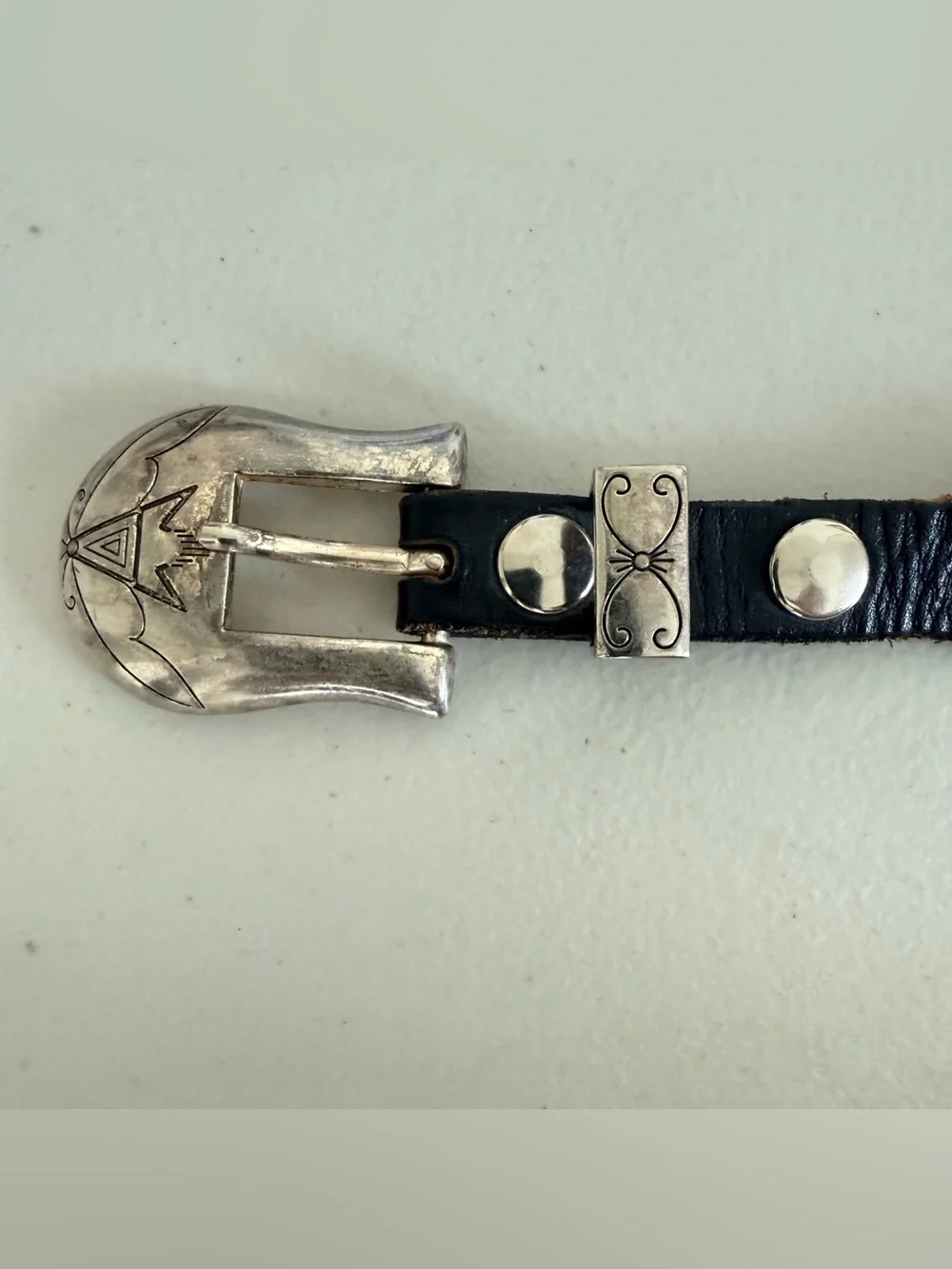 Vintage Southwestern Americana Silver Coinage Beadwork Old Pawn Leather Belt